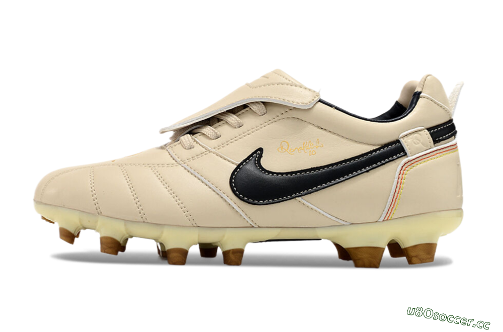 Men's Ronaldo x Nike Tiempo Legend R10 Elite FG Firm Ground Low-Tops Football Boots - Beige/Black 0