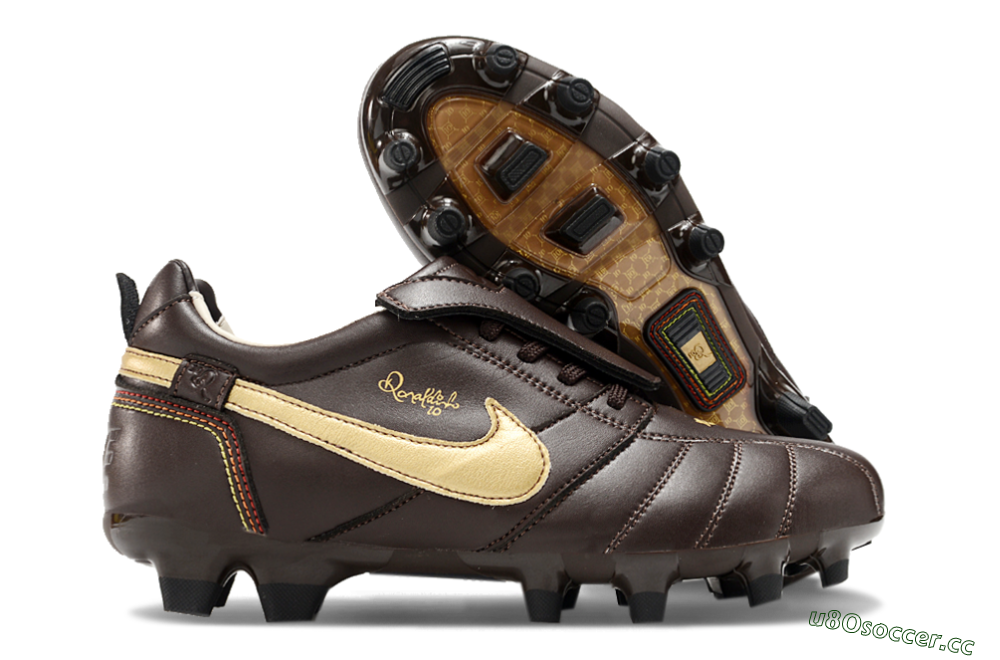 Men's Ronaldo x Nike Tiempo Legend R10 Elite FG Firm Ground Low-Tops Football Boots - Brown/Gold 2