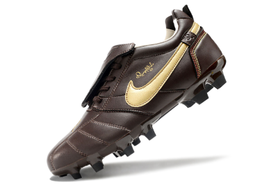 Men's Ronaldo x Nike Tiempo Legend R10 Elite FG Firm Ground Low-Tops Football Boots - Brown/Gold
