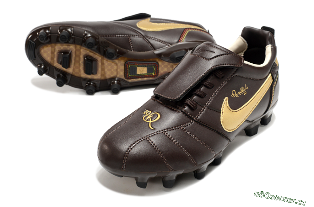 Men's Ronaldo x Nike Tiempo Legend R10 Elite FG Firm Ground Low-Tops Football Boots - Brown/Gold 3