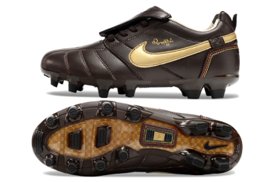 Men's Ronaldo x Nike Tiempo Legend R10 Elite FG Firm Ground Low-Tops Football Boots - Brown/Gold