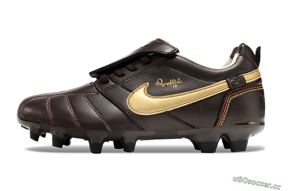 Men's Ronaldo x Nike Tiempo Legend R10 Elite FG Firm Ground Low-Tops Football Boots - Brown/Gold 0