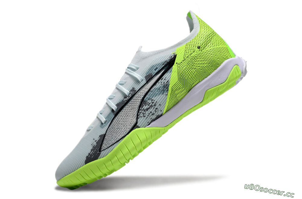 Men's Puma Ultra 5 Ultimate TF Artificial Turf Low-Tops Football Shoes - Grey/Green/Black 5