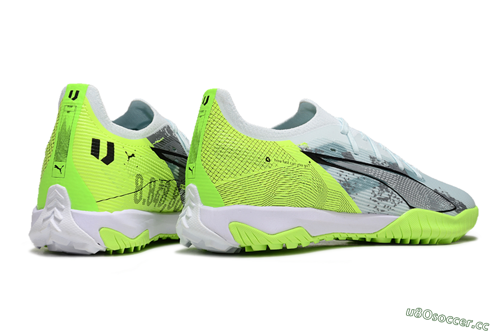 Men's Puma Ultra 5 Ultimate TF Artificial Turf Low-Tops Football Shoes - Grey/Green/Black 6