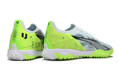 Men's Puma Ultra 5 Ultimate TF Artificial Turf Low-Tops Football Shoes - Grey/Green/Black