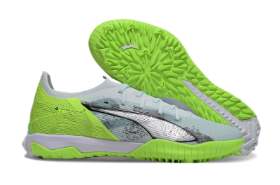 Men's Puma Ultra 5 Ultimate TF Artificial Turf Low-Tops Football Shoes - Grey/Green/Black