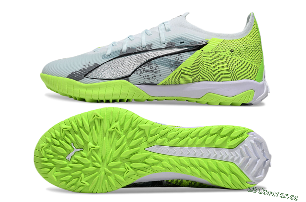 Men's Puma Ultra 5 Ultimate TF Artificial Turf Low-Tops Football Shoes - Grey/Green/Black 1