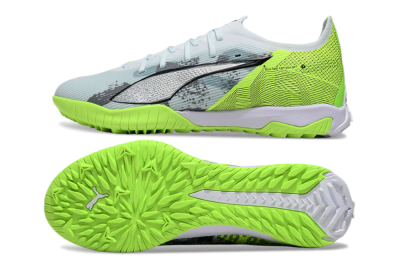Men's Puma Ultra 5 Ultimate TF Artificial Turf Low-Tops Football Shoes - Grey/Green/Black
