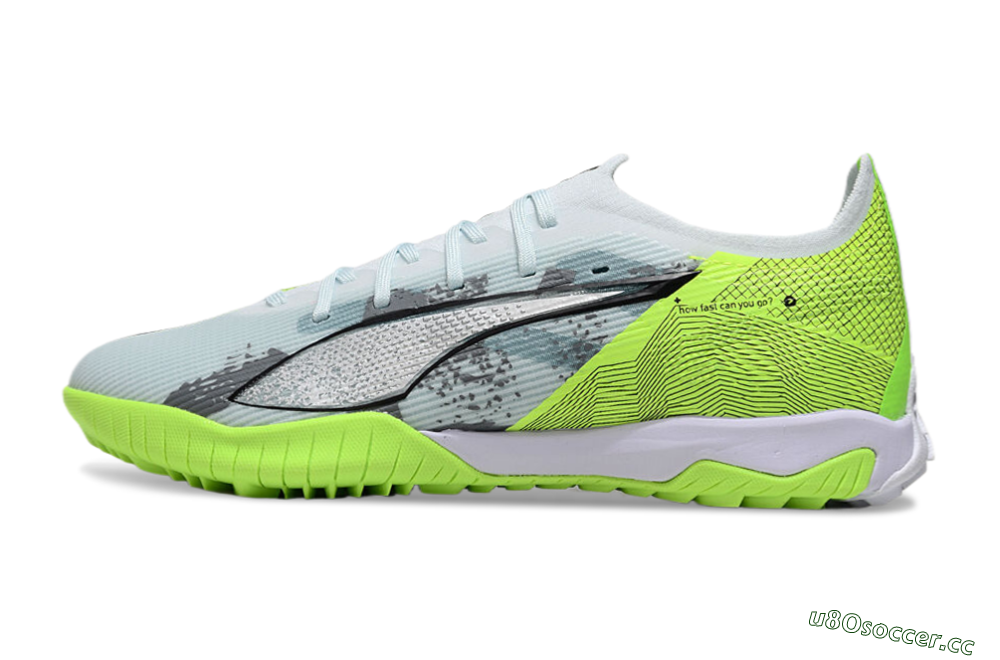 Men's Puma Ultra 5 Ultimate TF Artificial Turf Low-Tops Football Shoes - Grey/Green/Black 0