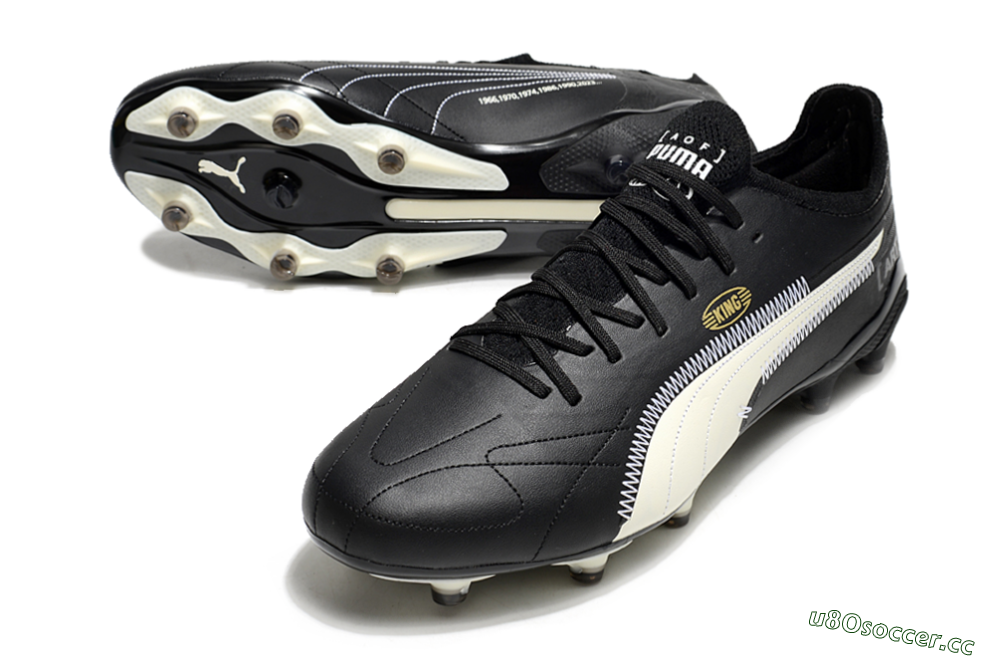 Men's AOF x Puma King Ultimate FG Firm Ground Low-Tops Football Boots - Black/White 3
