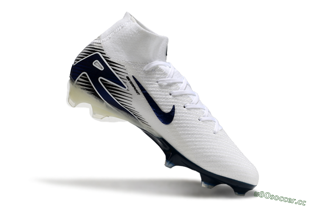 Men's Nike Air Zoom Mercurial Superfly 10 Elite FG Firm Ground High-Tops Football Boots - White/Black/Blue 4