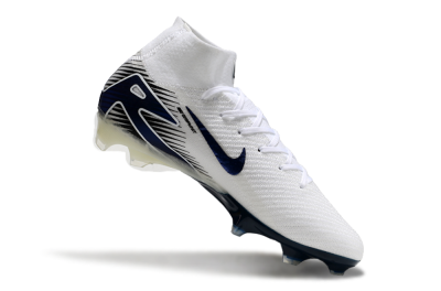 Men's Nike Air Zoom Mercurial Superfly 10 Elite FG Firm Ground High-Tops Football Boots - White/Black/Blue
