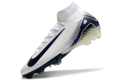 Men's Nike Air Zoom Mercurial Superfly 10 Elite FG Firm Ground High-Tops Football Boots - White/Black/Blue