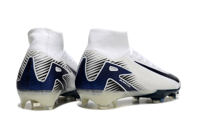 Men's Nike Air Zoom Mercurial Superfly 10 Elite FG Firm Ground High-Tops Football Boots - White/Black/Blue