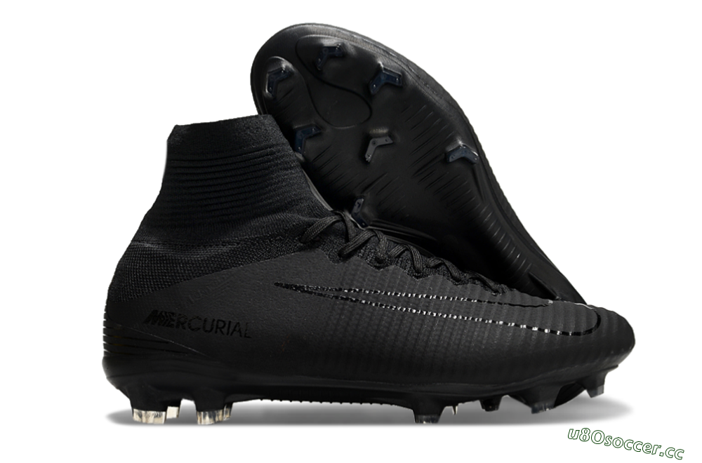 Men's Nike Zoom Mercurial Superfly 5 Elite FG Firm Ground High-Tops Football Boots - Black/Black 2