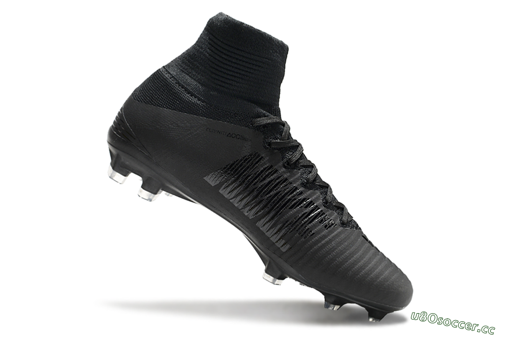 Men's Nike Zoom Mercurial Superfly 5 Elite FG Firm Ground High-Tops Football Boots - Black/Black 4