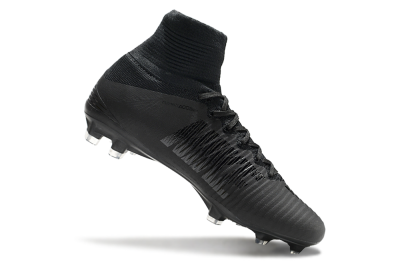Men's Nike Zoom Mercurial Superfly 5 Elite FG Firm Ground High-Tops Football Boots - Black/Black