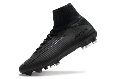 Men's Nike Zoom Mercurial Superfly 5 Elite FG Firm Ground High-Tops Football Boots - Black/Black