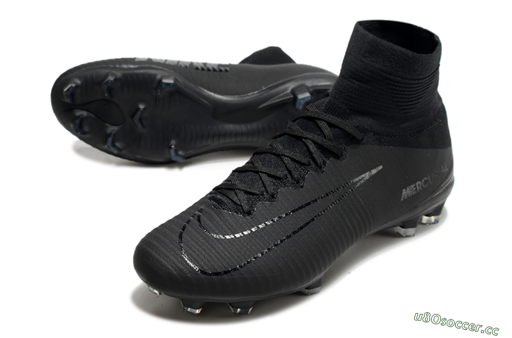 Men's Nike Zoom Mercurial Superfly 5 Elite FG Firm Ground High-Tops Football Boots - Black/Black 3