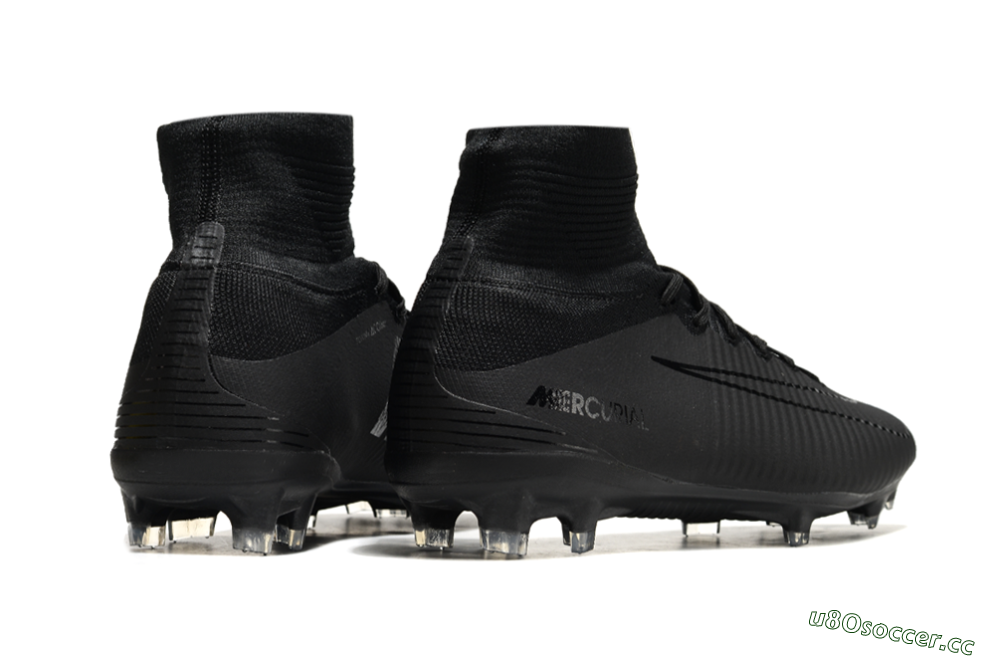 Men's Nike Zoom Mercurial Superfly 5 Elite FG Firm Ground High-Tops Football Boots - Black/Black 6