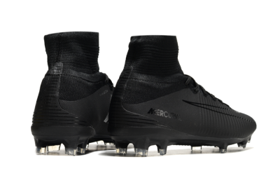 Men's Nike Zoom Mercurial Superfly 5 Elite FG Firm Ground High-Tops Football Boots - Black/Black