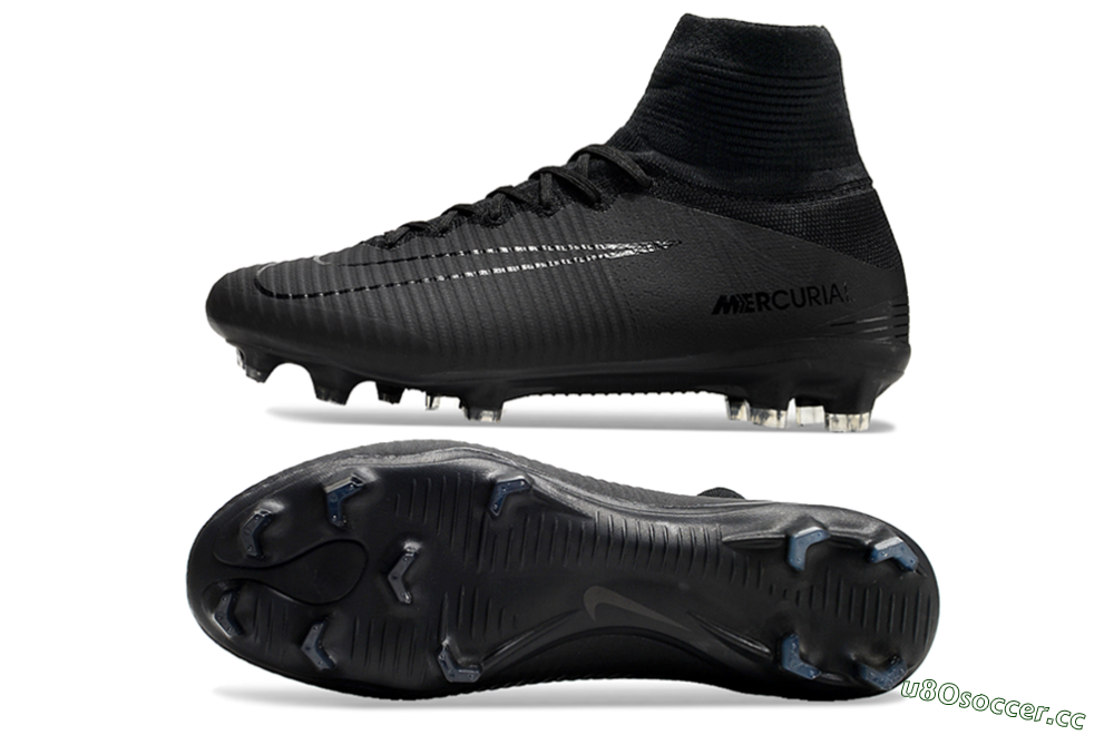 Men's Nike Zoom Mercurial Superfly 5 Elite FG Firm Ground High-Tops Football Boots - Black/Black 1