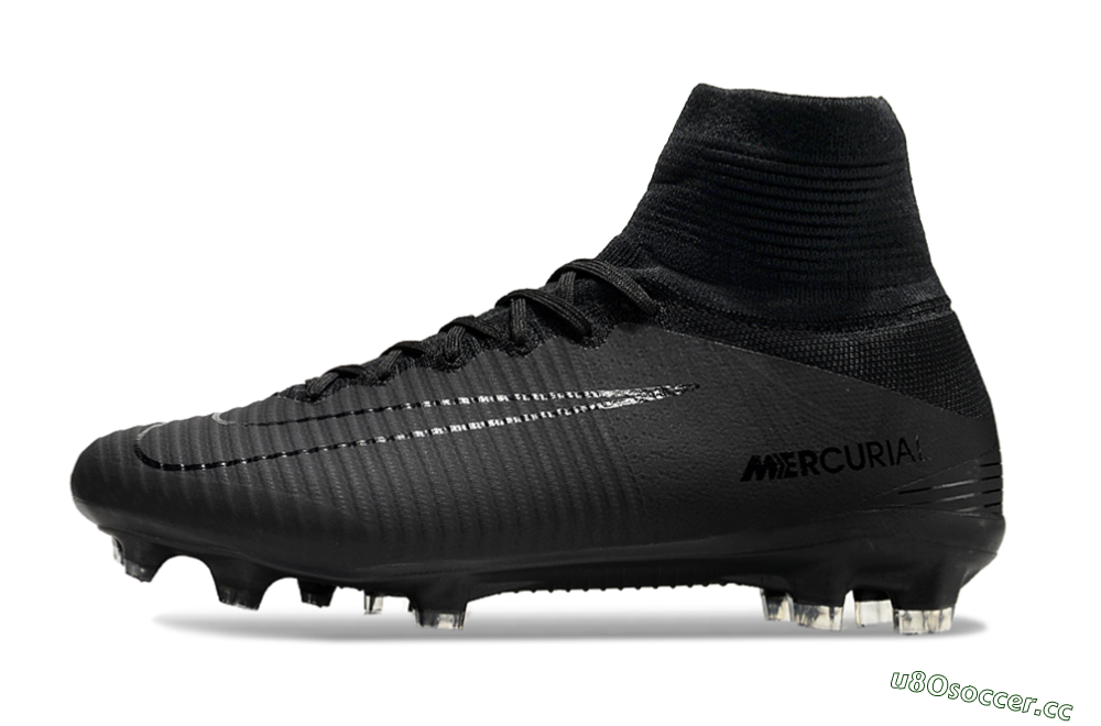 Men's Nike Zoom Mercurial Superfly 5 Elite FG Firm Ground High-Tops Football Boots - Black/Black 0