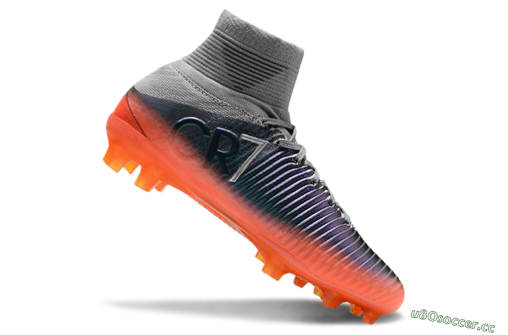 Men's Nike Zoom Mercurial Superfly 5 Elite FG Firm Ground High-Tops Football Boots - Grey/Black/Orange 4