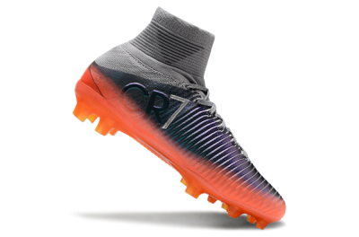 Men's Nike Zoom Mercurial Superfly 5 Elite FG Firm Ground High-Tops Football Boots - Grey/Black/Orange