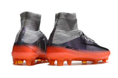 Men's Nike Zoom Mercurial Superfly 5 Elite FG Firm Ground High-Tops Football Boots - Grey/Black/Orange