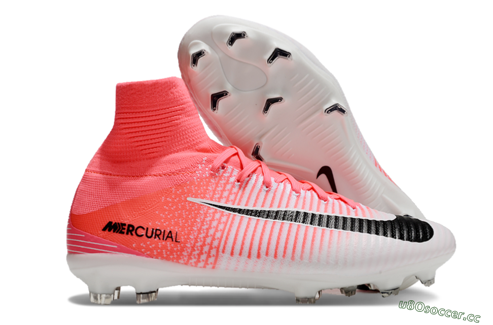 Men's Nike Zoom Mercurial Superfly 5 Elite FG Firm Ground High-Tops Football Boots - Pink/White/Black 2