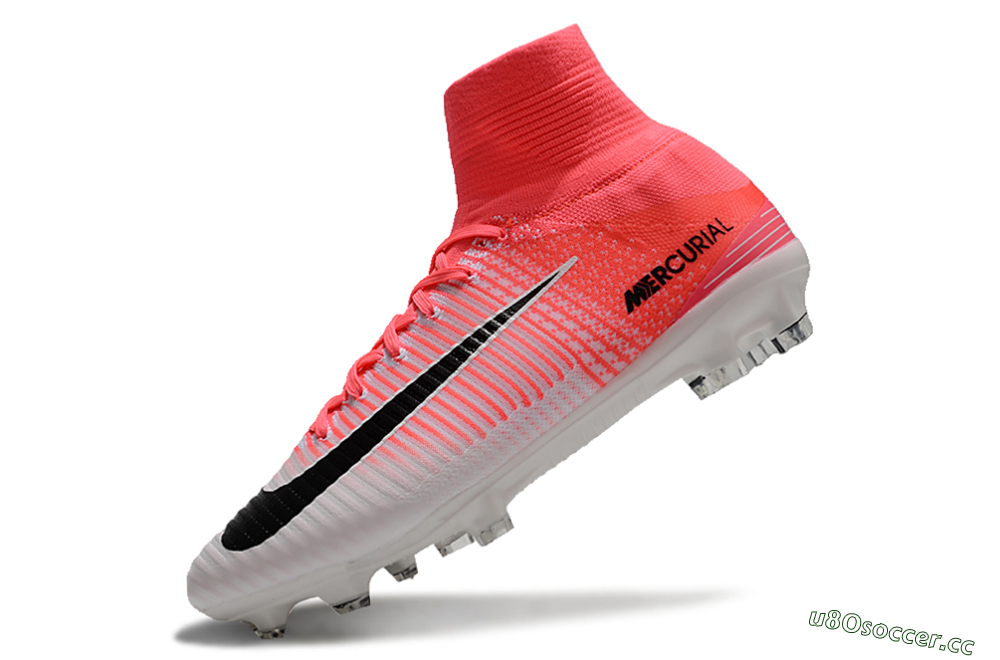 Men's Nike Zoom Mercurial Superfly 5 Elite FG Firm Ground High-Tops Football Boots - Pink/White/Black 5