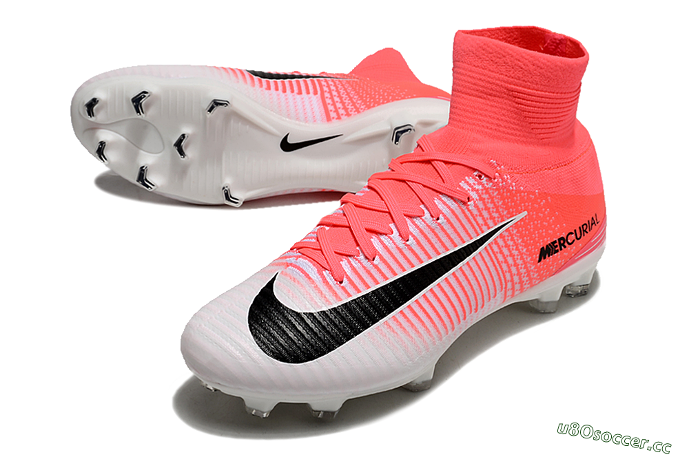 Men's Nike Zoom Mercurial Superfly 5 Elite FG Firm Ground High-Tops Football Boots - Pink/White/Black 3