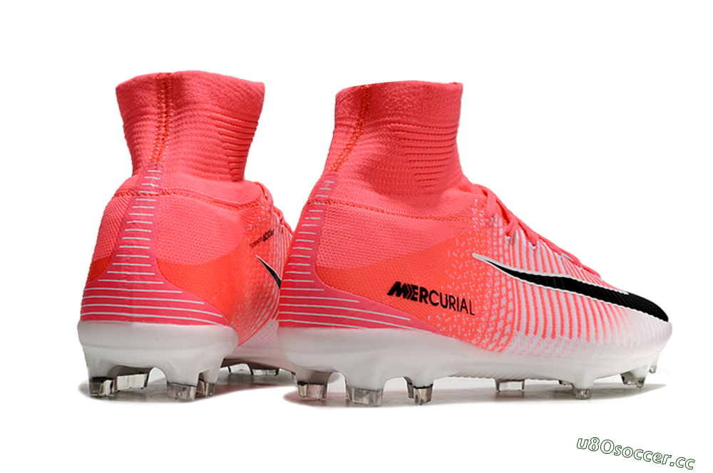 Men's Nike Zoom Mercurial Superfly 5 Elite FG Firm Ground High-Tops Football Boots - Pink/White/Black 6