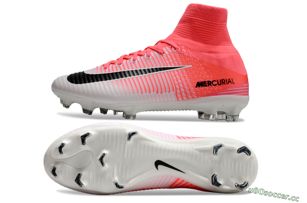 Men's Nike Zoom Mercurial Superfly 5 Elite FG Firm Ground High-Tops Football Boots - Pink/White/Black 1