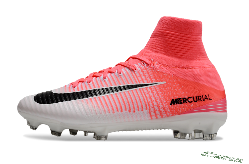 Men's Nike Zoom Mercurial Superfly 5 Elite FG Firm Ground High-Tops Football Boots - Pink/White/Black 0