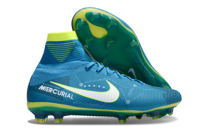 Men's Nike Zoom Mercurial Superfly 5 Elite FG Firm Ground High-Tops Football Boots - Blue/White/Yellow