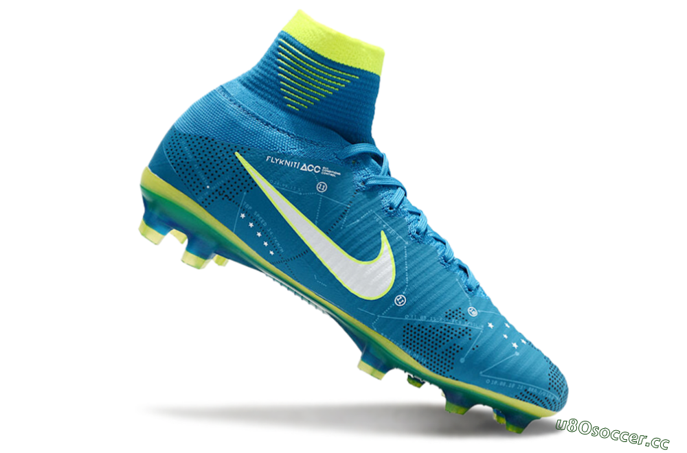 Men's Nike Zoom Mercurial Superfly 5 Elite FG Firm Ground High-Tops Football Boots - Blue/White/Yellow 4