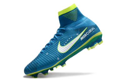 Men's Nike Zoom Mercurial Superfly 5 Elite FG Firm Ground High-Tops Football Boots - Blue/White/Yellow