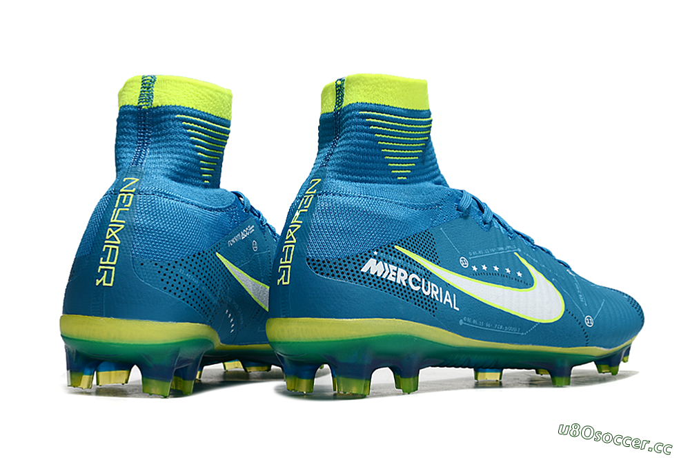 Men's Nike Zoom Mercurial Superfly 5 Elite FG Firm Ground High-Tops Football Boots - Blue/White/Yellow 6