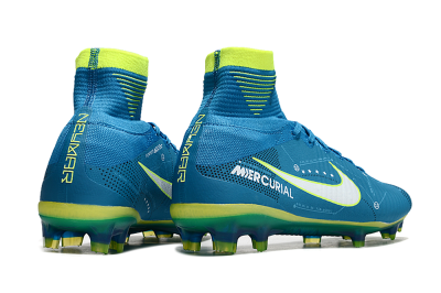 Men's Nike Zoom Mercurial Superfly 5 Elite FG Firm Ground High-Tops Football Boots - Blue/White/Yellow