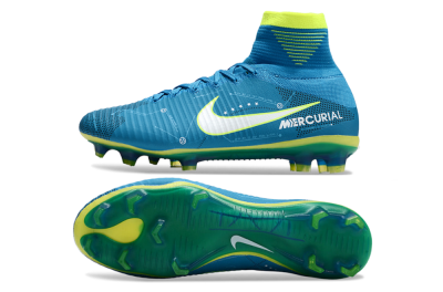 Men's Nike Zoom Mercurial Superfly 5 Elite FG Firm Ground High-Tops Football Boots - Blue/White/Yellow