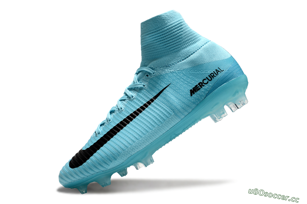 Men's Nike Zoom Mercurial Superfly 5 Elite FG Firm Ground High-Tops Football Boots - Jade/Black 5