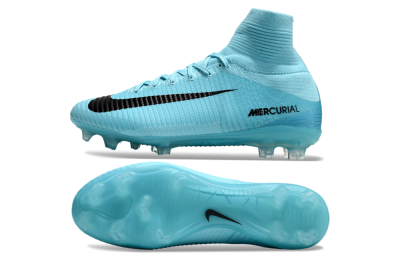 Men's Nike Zoom Mercurial Superfly 5 Elite FG Firm Ground High-Tops Football Boots - Jade/Black