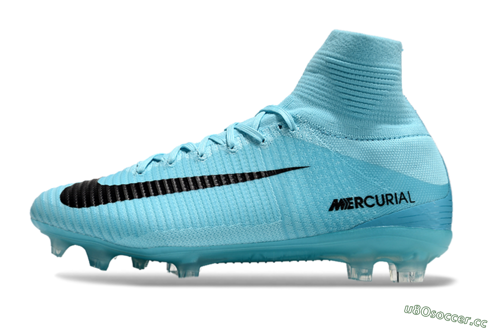 Men's Nike Zoom Mercurial Superfly 5 Elite FG Firm Ground High-Tops Football Boots - Jade/Black 0