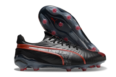 Men's Puma King Ultimate Launch Edition FG Firm Ground Low-Tops Football Boots - Black/Red