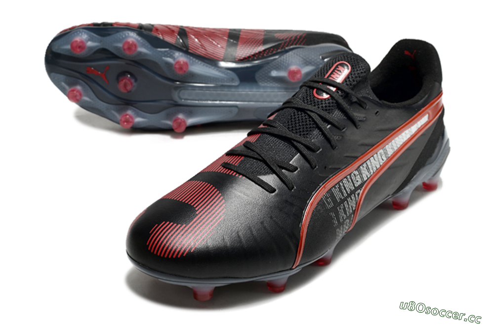 Men's Puma King Ultimate Launch Edition FG Firm Ground Low-Tops Football Boots - Black/Red 3