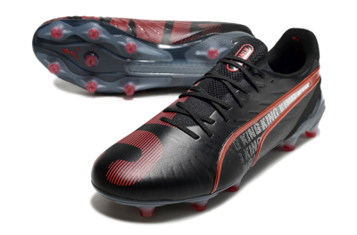 Men's Puma King Ultimate Launch Edition FG Firm Ground Low-Tops Football Boots - Black/Red