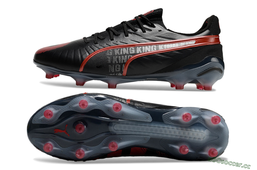 Men's Puma King Ultimate Launch Edition FG Firm Ground Low-Tops Football Boots - Black/Red 1