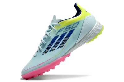 Men's Adidas F50 Pro TF Artificial Turf Low-Tops Football Shoes - Jade/Blue/Yellow/Pink